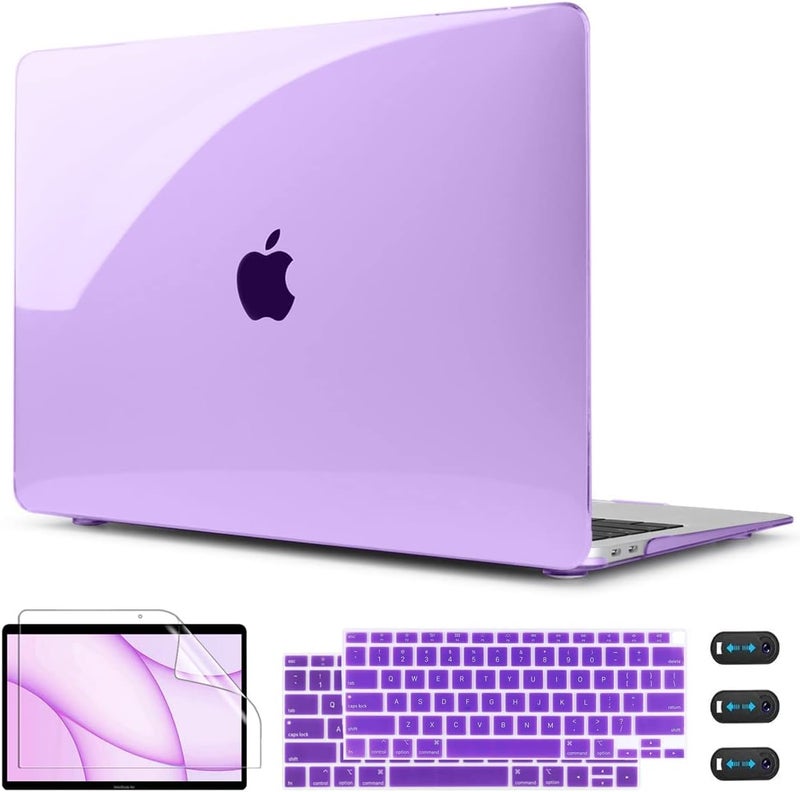 CISSOOK for MacBook Air 13 Inch Case Purple 2021-2018 Release M1 A2337 A2179 A1932 with Retina Display,Plastic Hard Shell Case with Keyboard Cover for MacBook Air 13 with Touch ID - Clear Purple - Image 1